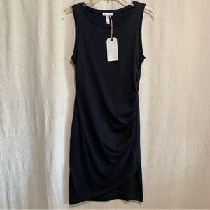 Leith Black Ruched Sheath Midi Dress